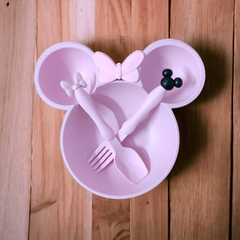 Mickey Shape Wheat Straw Plate Bowl Baby Training Set for Kids