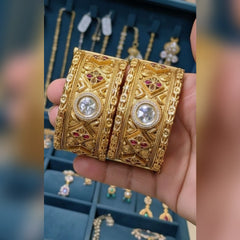 High Quality Rajwari Gold Bangles - ZIRCON Work