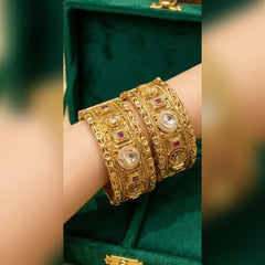 High Quality Rajwari Gold Bangles - ZIRCON Work