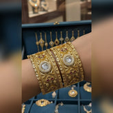 High Quality Rajwari Gold Bangles - ZIRCON Work