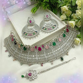 ZARCON Necklace Set – Silver Multi Color Sparkle