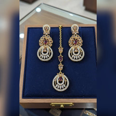 Zircon Tikka Earring Set – Elegant Bridal Sparkle
