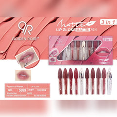 Qoiden Rose 3 in 1 Matte Lipgloss - 12 Pcs Set