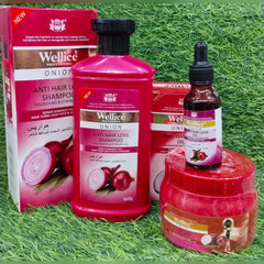 Wellice 3 in 1 Deal - Onion Hair Shampoo , Hair Oil & Hair Mask