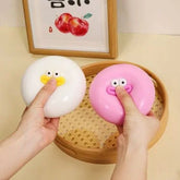 Oversized Soft Rubber Smiley Bun Squeeze Toy – Each