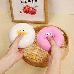 Oversized Soft Rubber Smiley Bun Squeeze Toy – Each