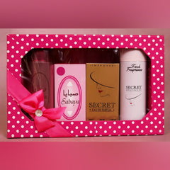 Perfume Gift Pack – Sabaya & Secret Fragrance Combo (4 Pcs Set)