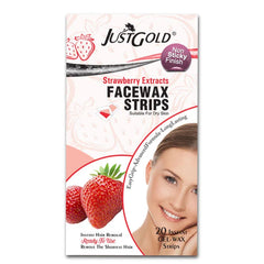 Justgold’s Face Wax Strips - Strawberry Extracts (20 Strips)