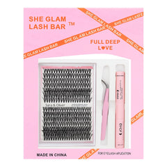 SHE GLAM Lash Bar Extension Kit – Wispy Volume Cluster Set