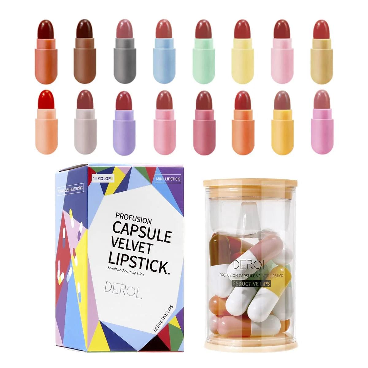 Beauty Gelanzi Mini Capsule Lipstick – 16 Pcs, 8 Colors