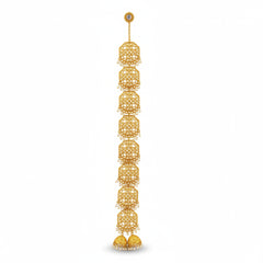 Paranda Rajwari Gold Polish – 8 Bunch with 2 Jhumki