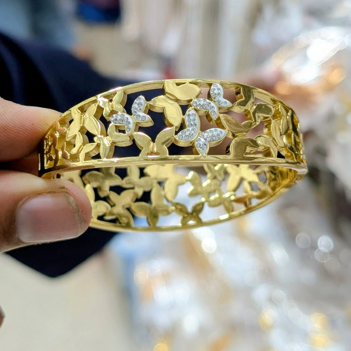 Stainless Steel Ethereal Butterfly Filigree Bangle - Each