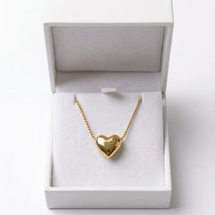 Gold Puffy Heart Necklace - Each