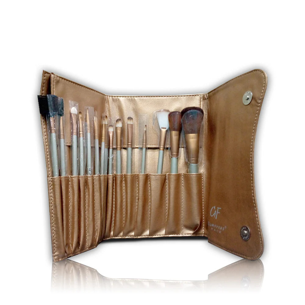 Glamorous Face 15 Piece Leather Brush set