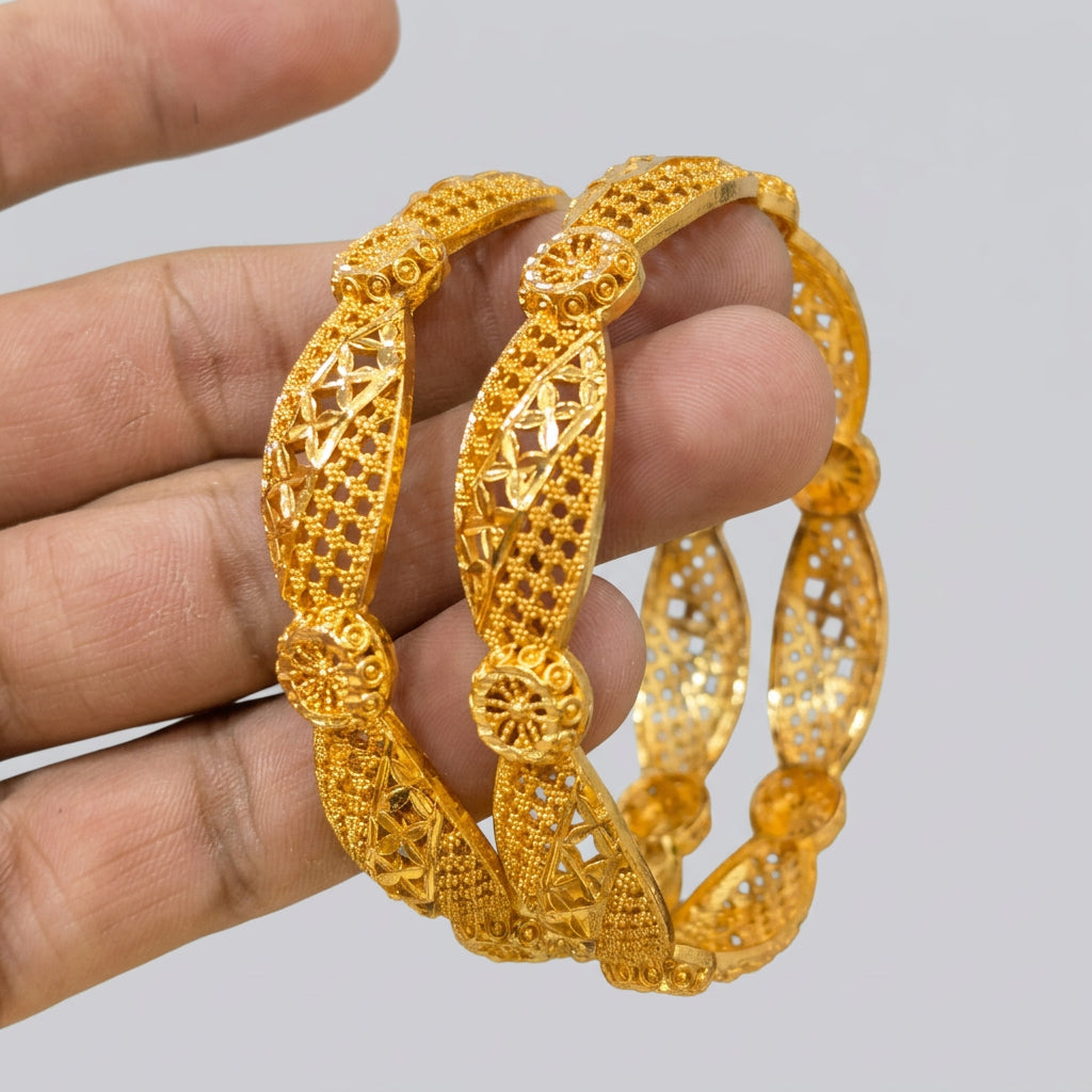 Gold Plated Traditional Cutout Bangles