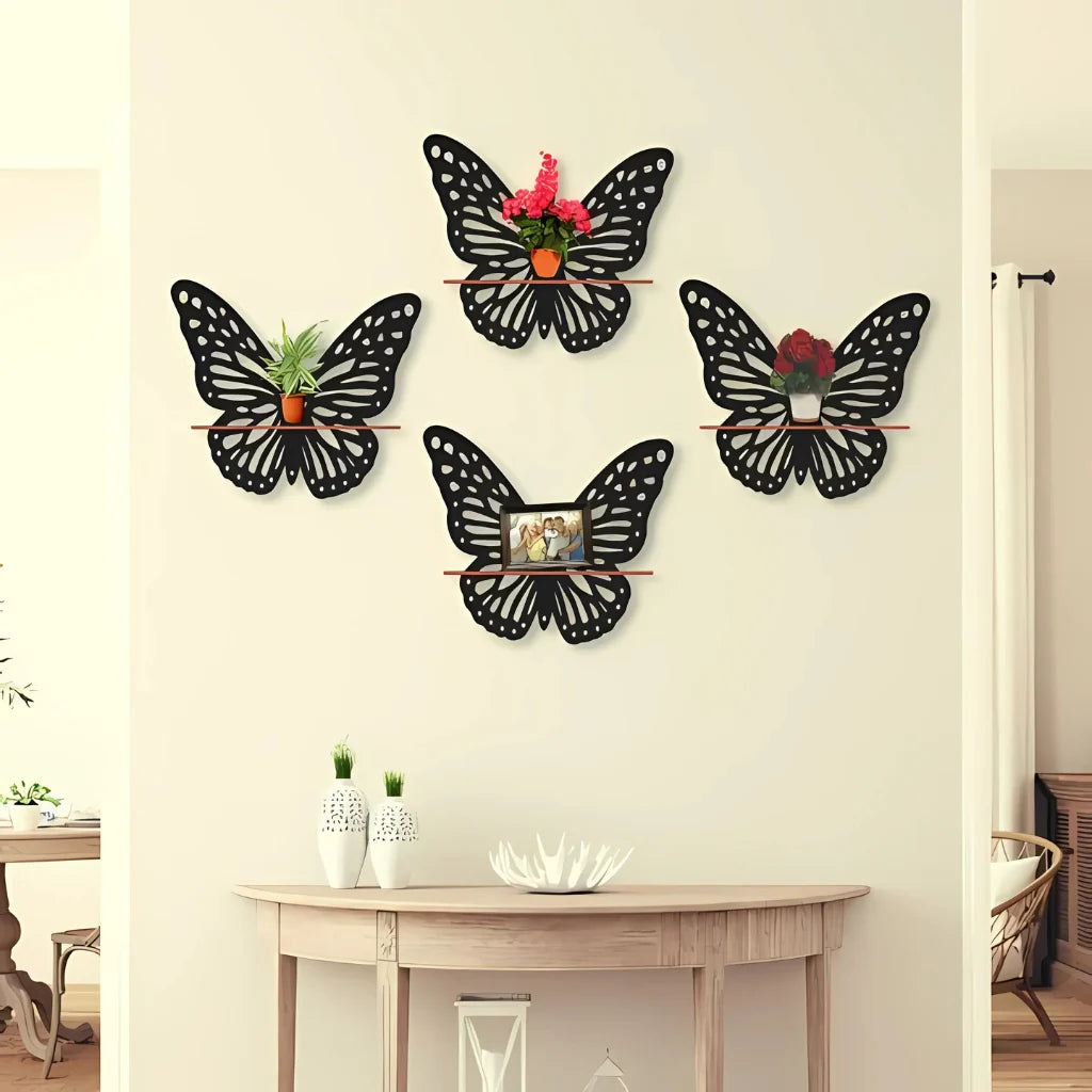 3D Wooden Wall Decorative Butterfly Wall Shelf