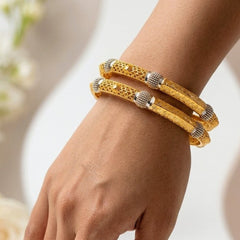 Ornate Gold Textured Studded Bangles