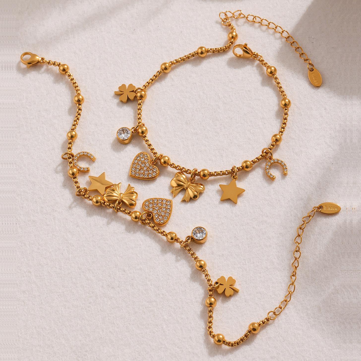 Stainless Steel Zirconia Charm Bracelet