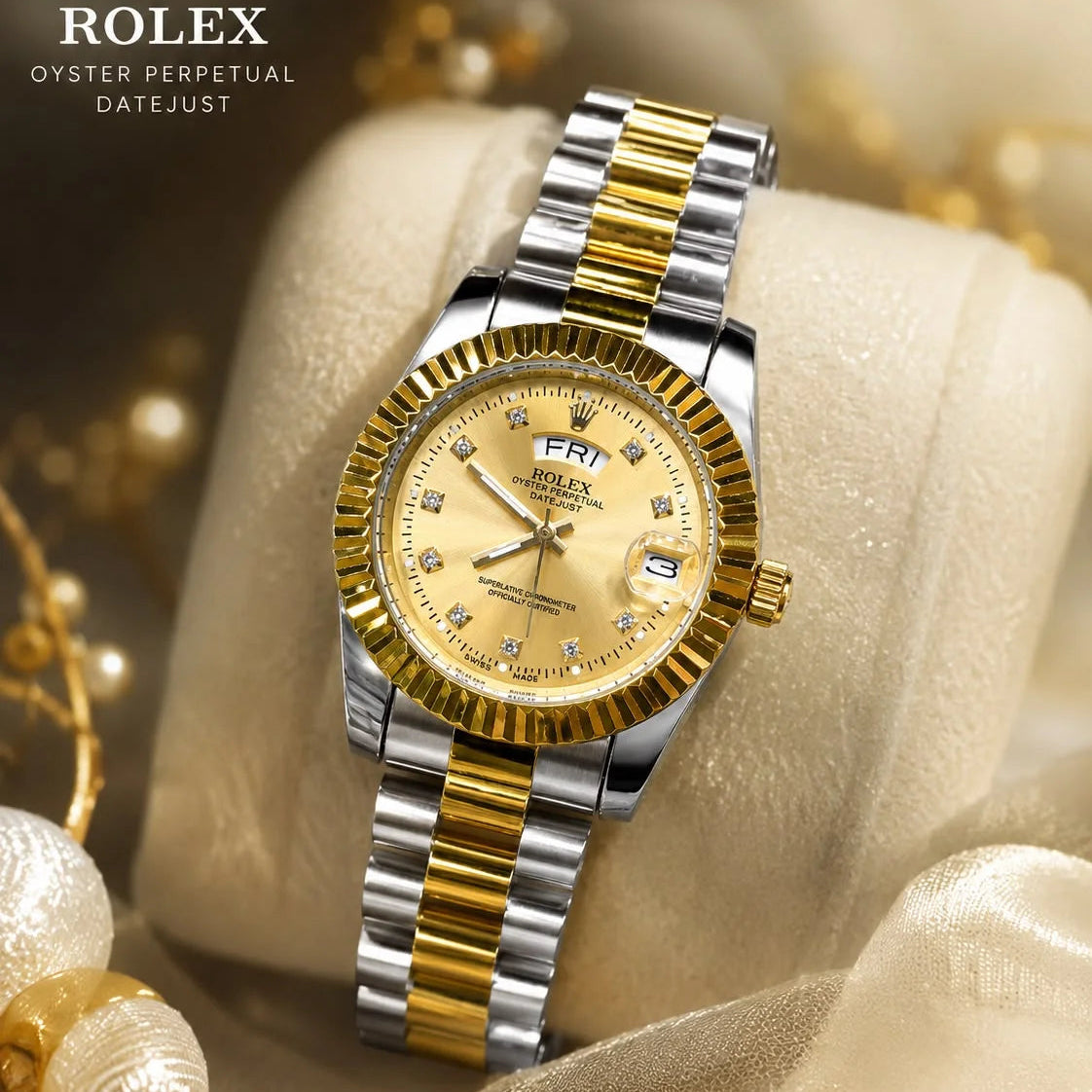 Rolex Diamond Style Dial Markers Watch