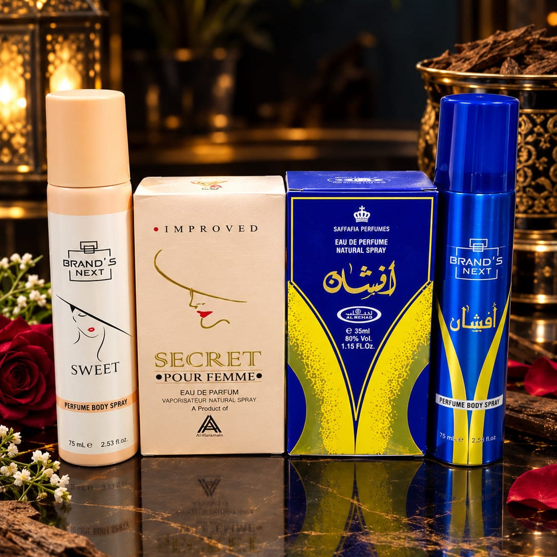 Perfume & Body Spray – Secret & Afshan - Deal of 4Pcs