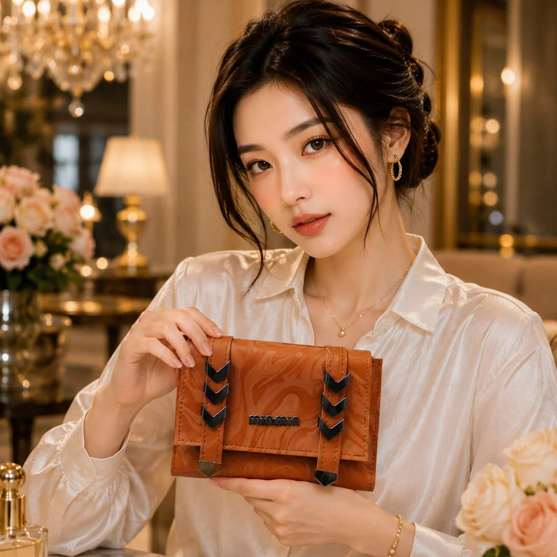 MinMala Glossy Marble Pattern Wristlet Clutch