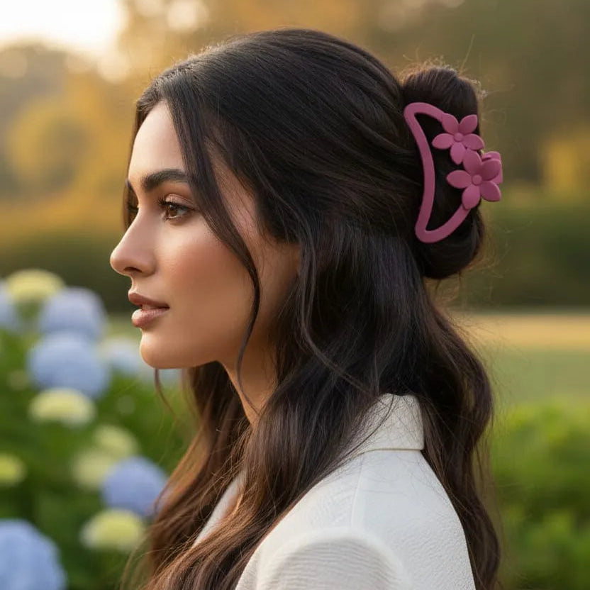 Colorful Matte Flower Hair Claw Clips