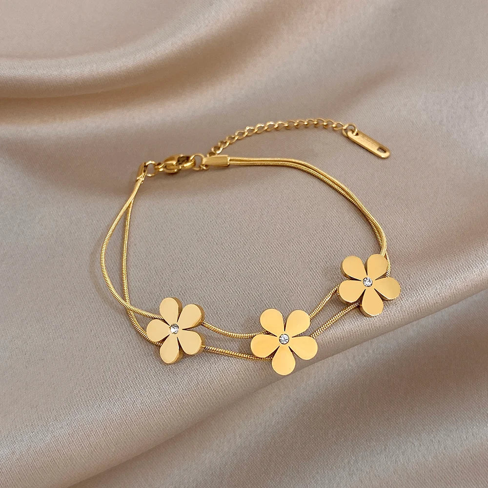 Stainless steel  Flower bracelet  - Each