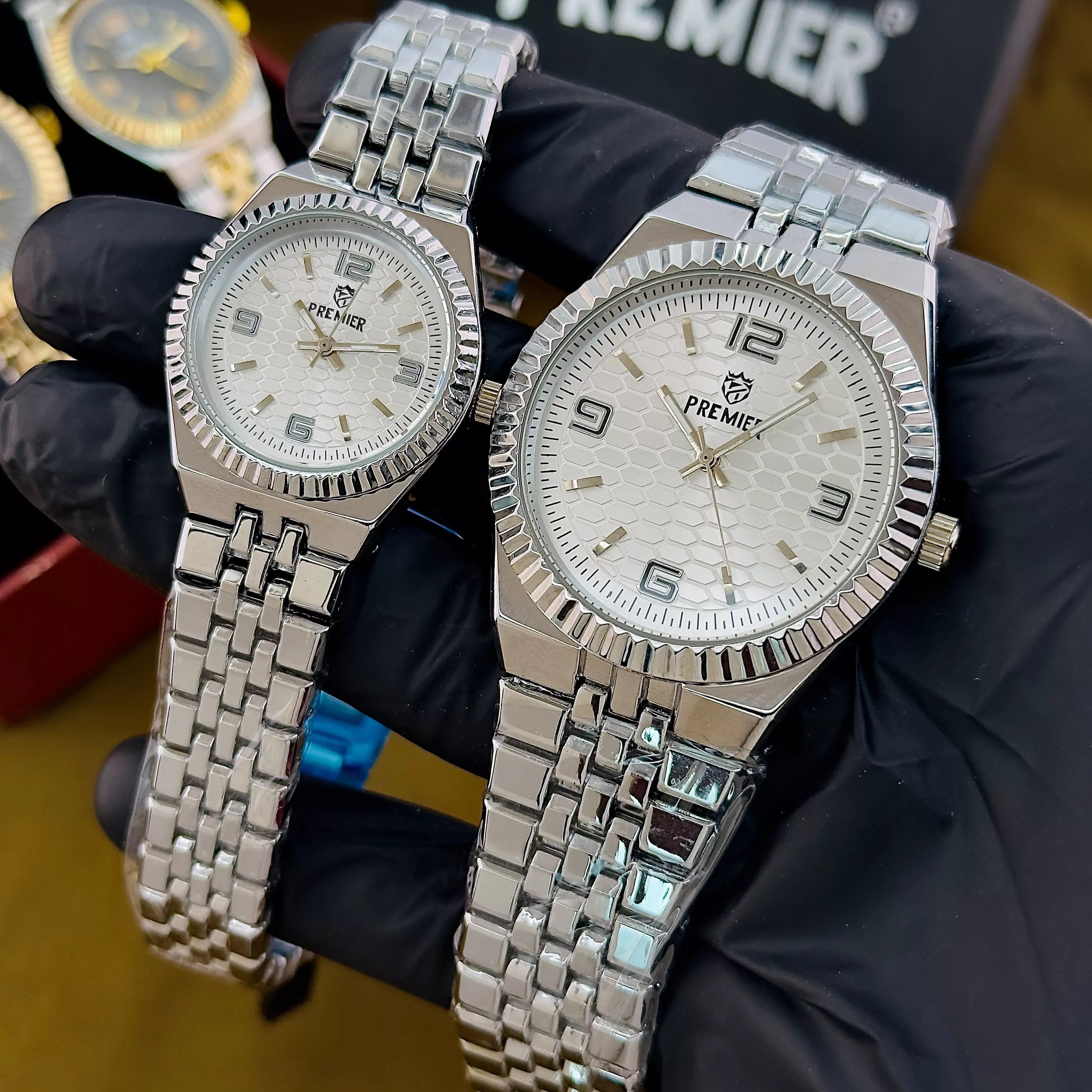 PREMIER Couple Watch Set – Latest Model with Brass Case & Chain
