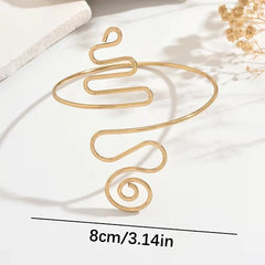Stainless Steel spiral and wavy-line open arm cuff - Each