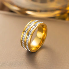 Satinless Steel white cubic zirconia Ring