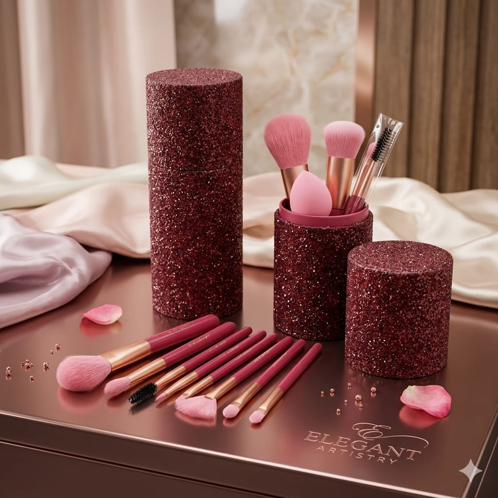 Mehron Makeup Brushes abd Holder - 7 Pcs