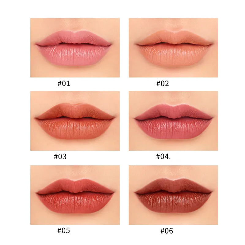 HENG FANG Set OF 6 - Waterproof Matte Color Makeup Lipsticks.