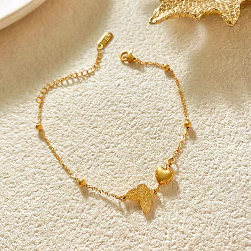 Stainless Steel Minimalist Butterfly & Heart Bracelet - Each