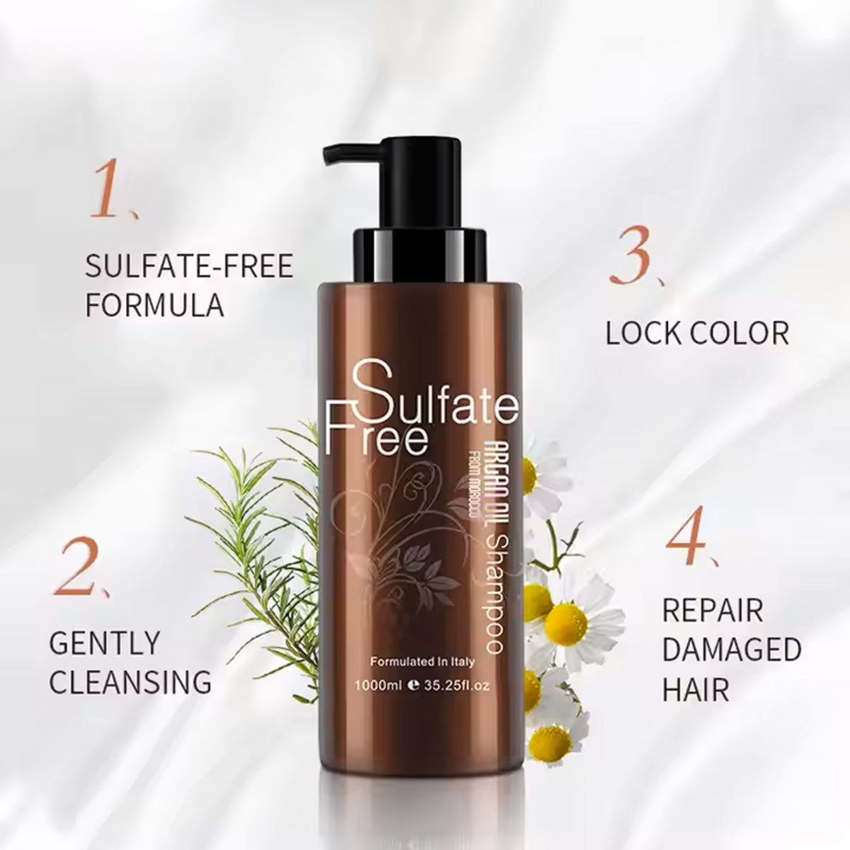 Sulfate free Argan Oil Shampoo formulated by italy - 400ml