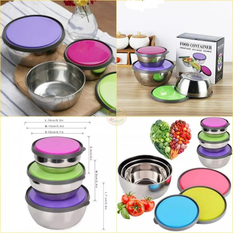 Stainless Steel Food Storage Box Airtight -  3 Pcs