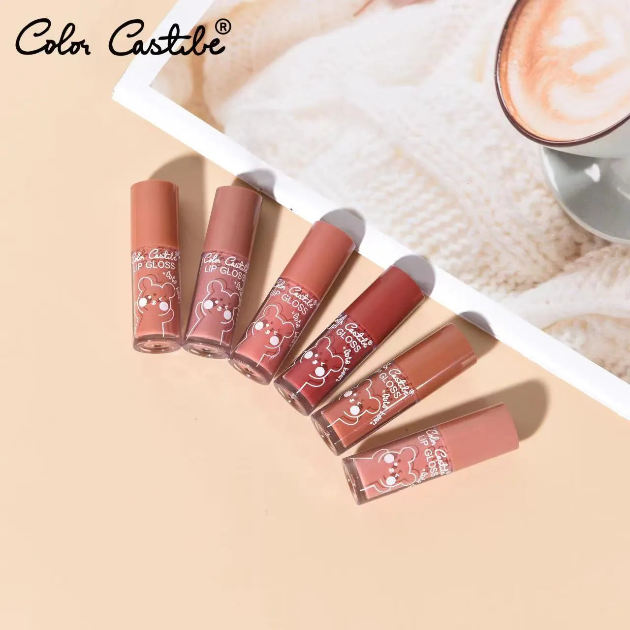 Color Castle Mini Bear Lip Gloss – Waterproof & Long-Lasting - 6 pcs