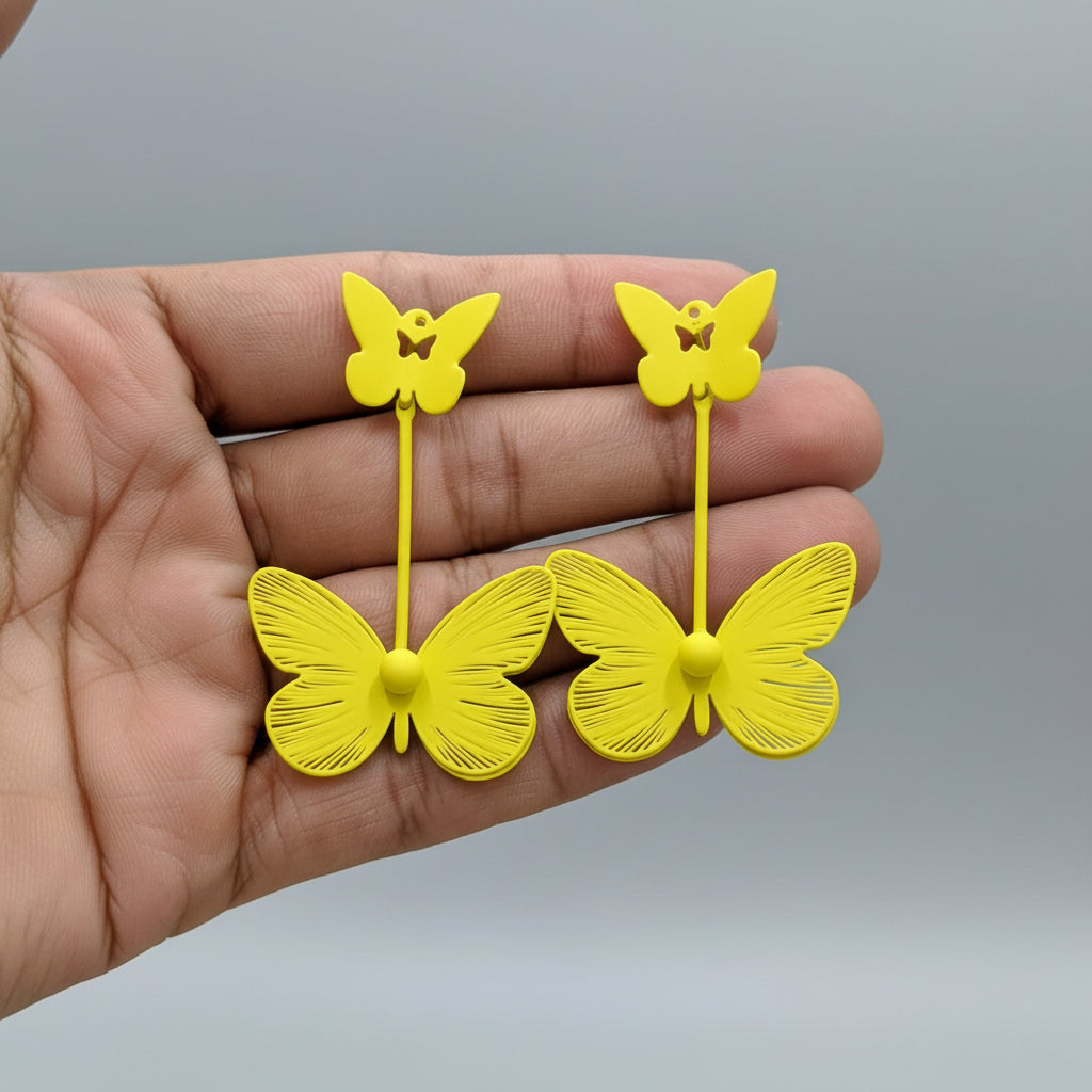 Matte Colorful Butterfly Drop Earring - Each