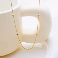 Gold Minimalist Beaded Chain Necklace