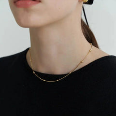 Gold Minimalist Beaded Chain Necklace