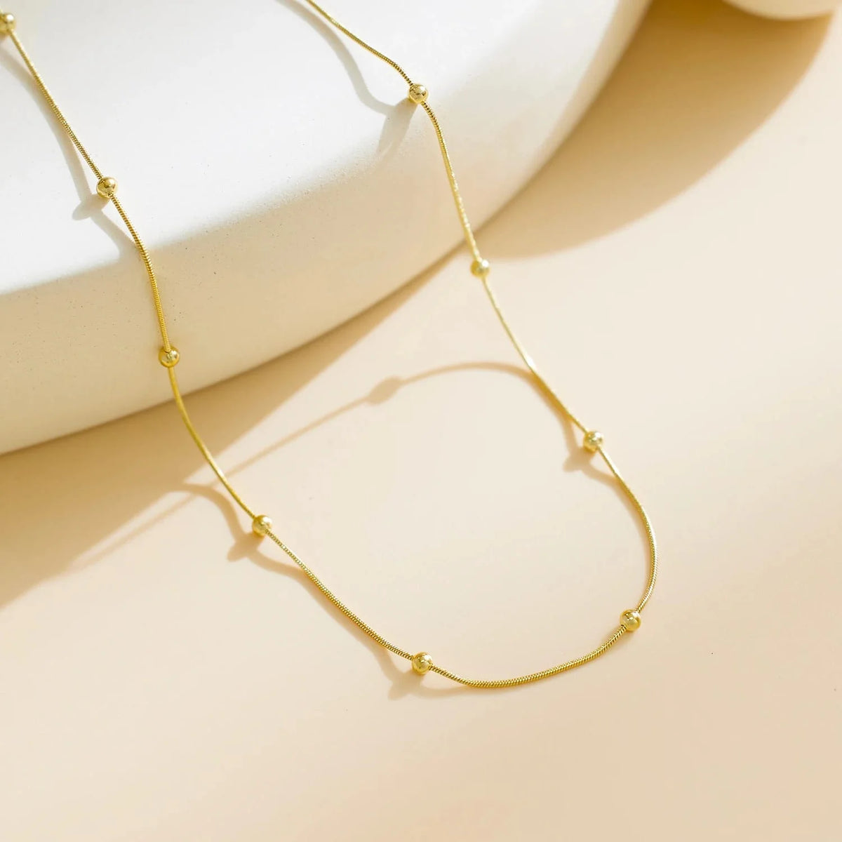 Gold Minimalist Beaded Chain Necklace