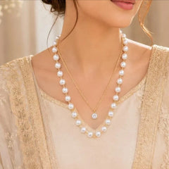 Layered Pearl and Crystal Necklace