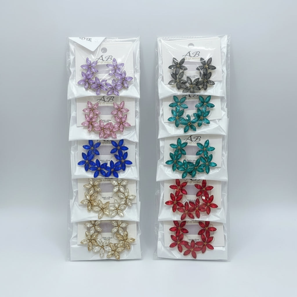 Crystal Floral Hoop Earring - Each