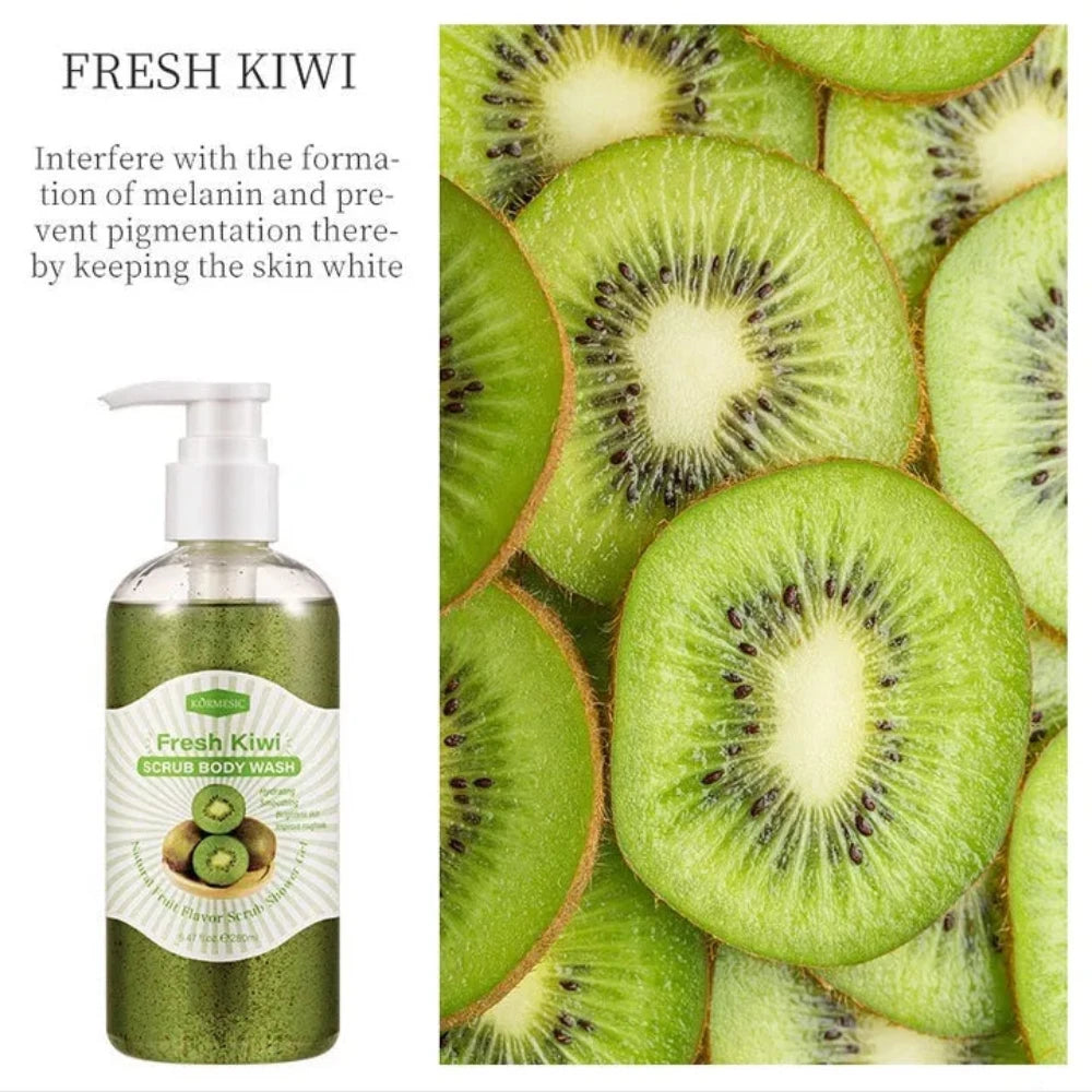 KORMESIC exfoliating whitening Kiwi body scrub & shower gel 280ml
