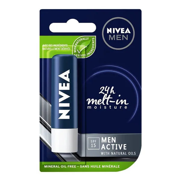 Nivea Lips Balm Active For Men Spf15 - 4.8g