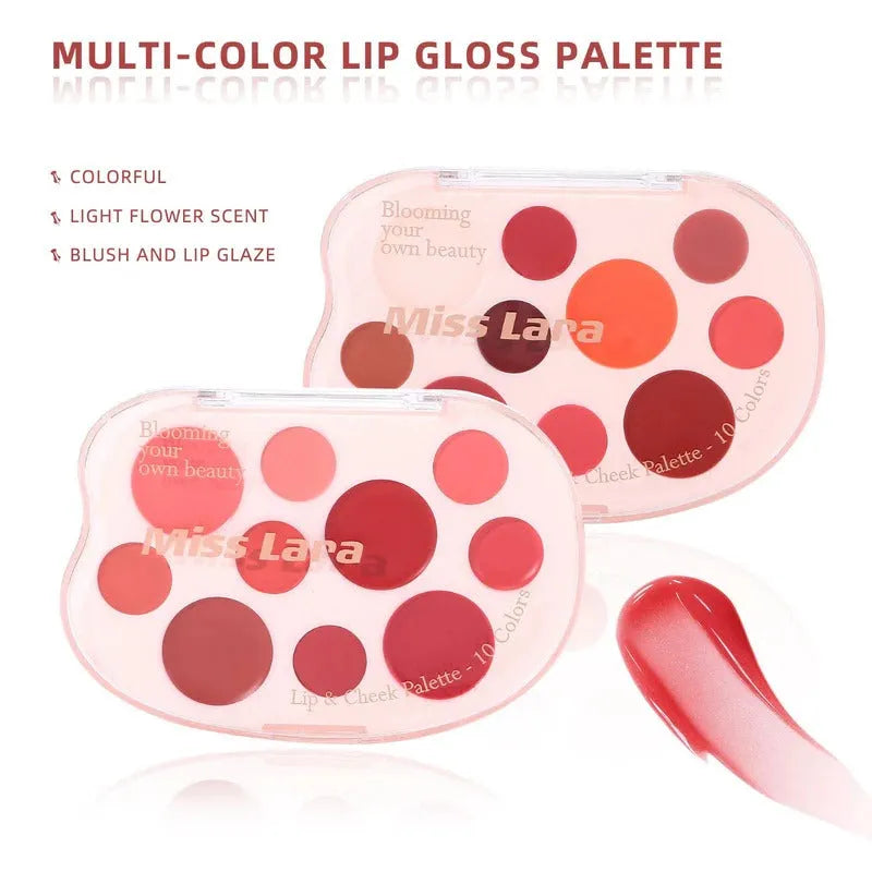 Miss Lara Aesthetic Lip & Cheek Cream - 10 Colors Palette
