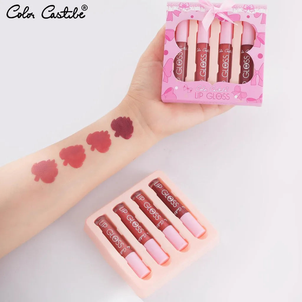 Color Castle 4‑Piece Matte Lip Gloss Set (24‑Hour Long-lasting Kit)