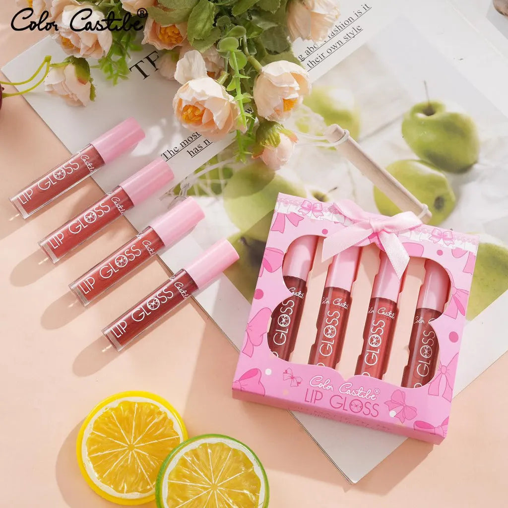 Color Castle 4‑Piece Matte Lip Gloss Set (24‑Hour Long-lasting Kit)