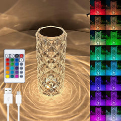 Diamond Rose Crystal Lamp 16 Color Changing with remote