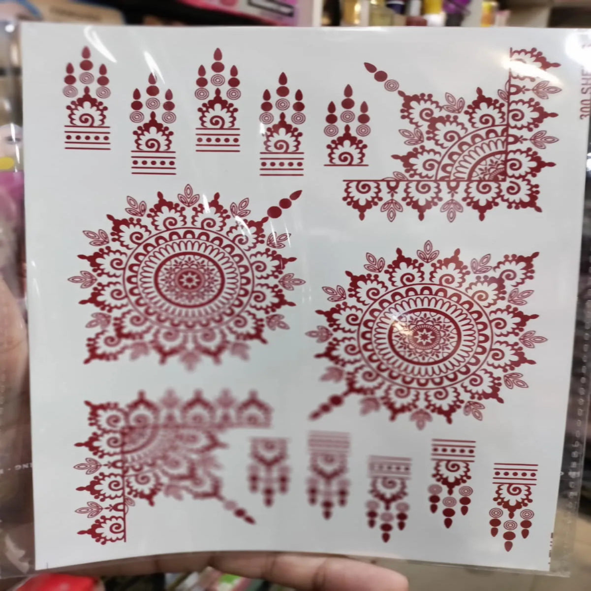 Waterproof Mehndi Tattoo Stickers – Red Henna Designs