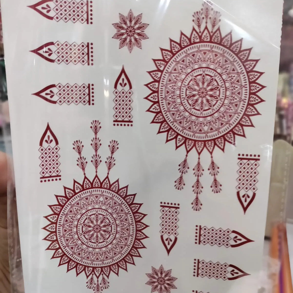 Waterproof Mehndi Tattoo Stickers – Red Henna Designs